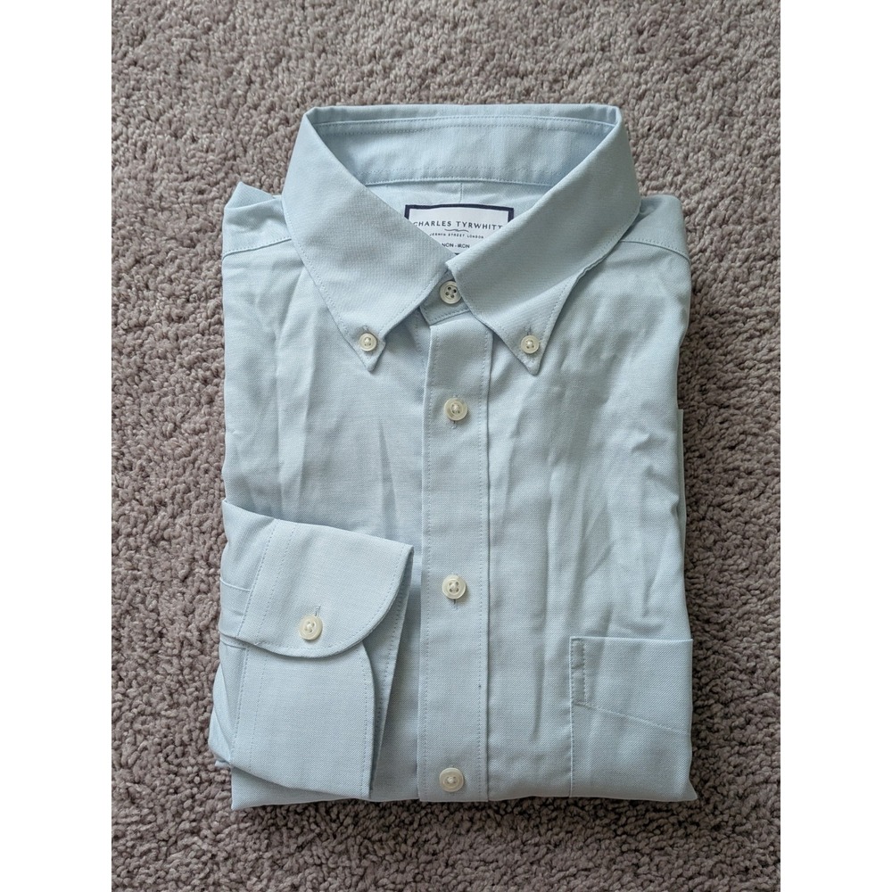 Charles Tyrwhitt Shirt 16.5/36 Sky Blue Oxford Slim Fit Button Down Twill NWOT
